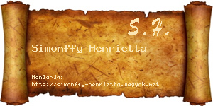 Simonffy Henrietta névjegykártya